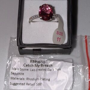 Elegant Pink Sapphire Ring with Silver Band